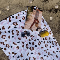 Serviette de Plage Coton Khaki Leopard 135 x 65 cm - SWIM ESSENTIALS