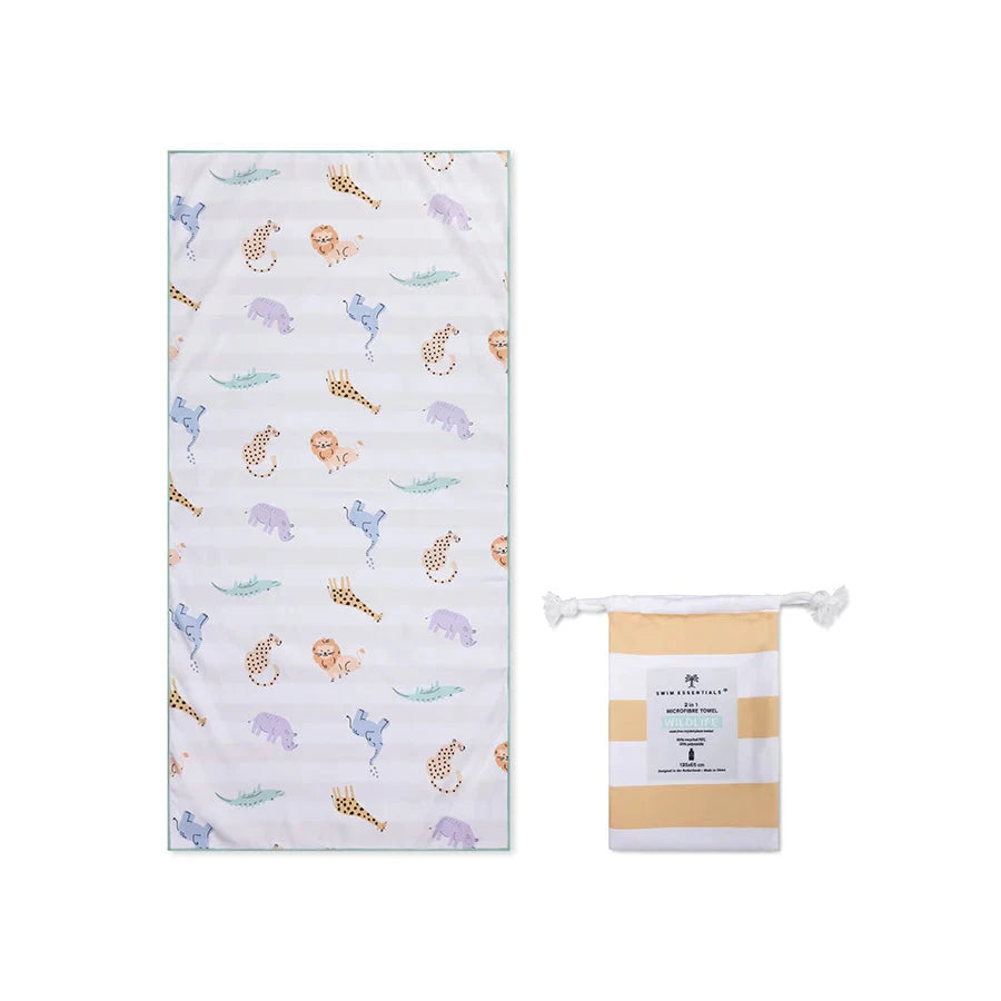 Serviette de plage microfibre Multicolore Wild Life 135 x 65 cm - SWIM ESSENTIALS 