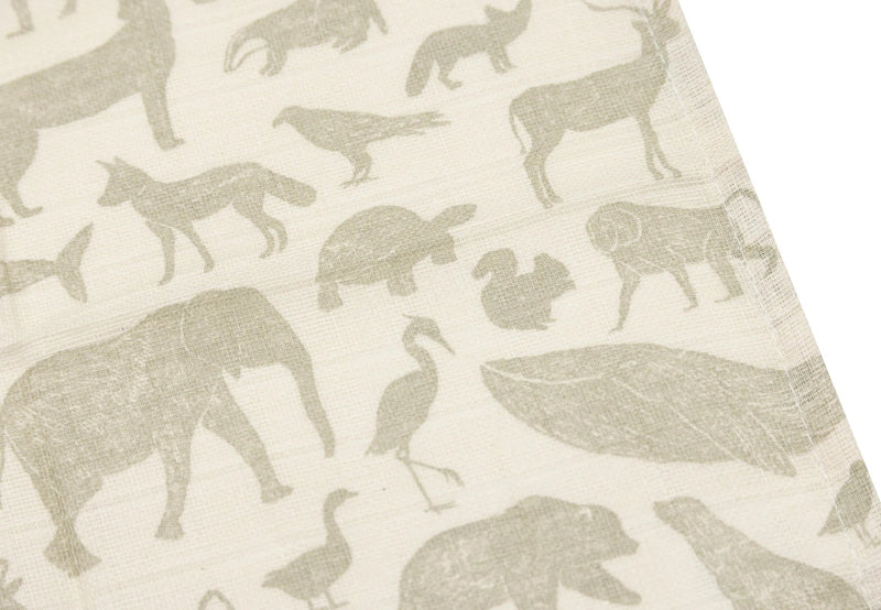 Serviette gaze de Coton 31x31cm Animals Olive Green (3p) - JOLLEIN 537-848-67043 8717329377097