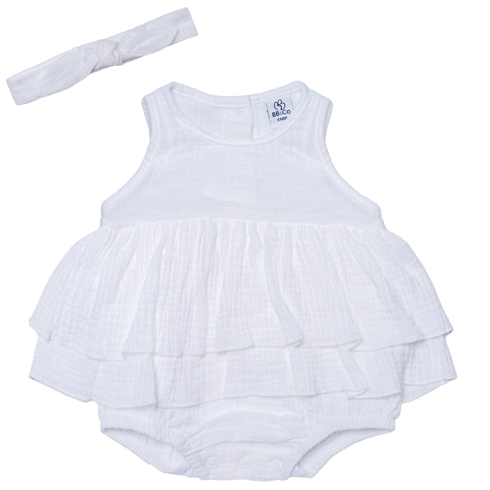 Set barboteuse + bandeau blanc - BB&CO COMBF19A 3662159046604