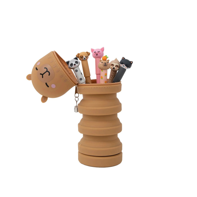 Set de 6 stylos effaçables Bo-Bo + trousse en silicone Capybara - MR. WONDERFUL 