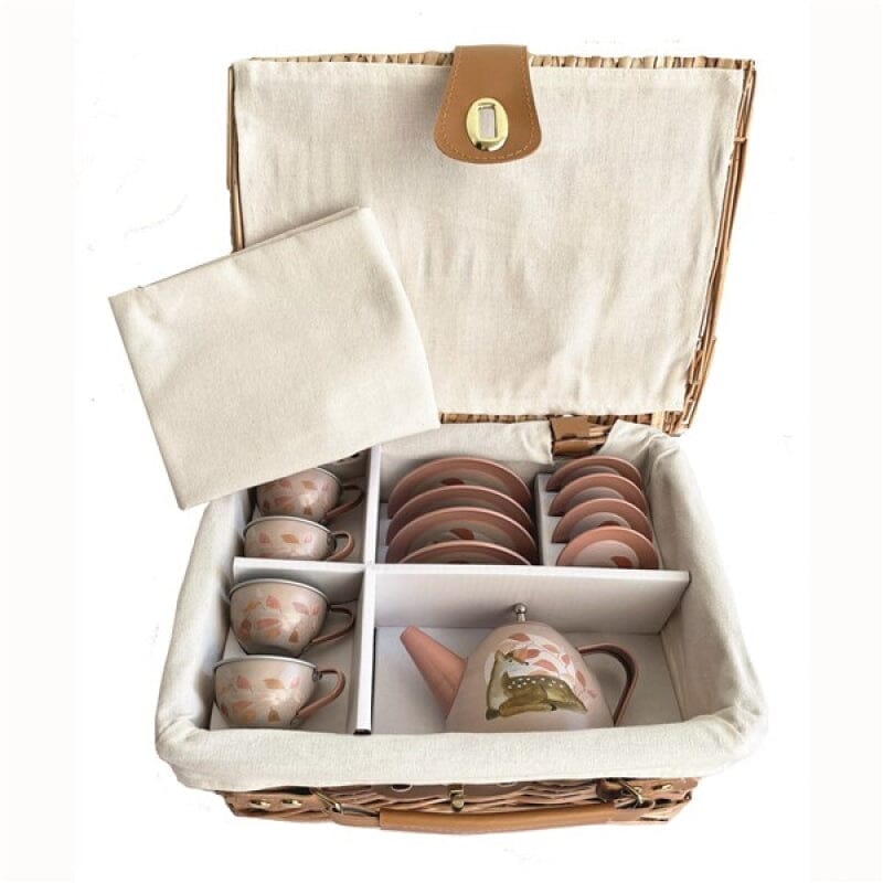 SET DE THE EN METAL FAON DANS VALISE EN OSIER - EGMONT 540055 5420023041456
