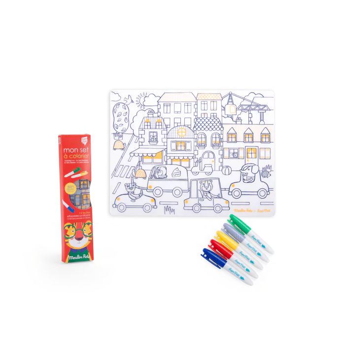 Set en silicone à colorier+5 feutres les Popipop - Moulin Roty 661616 