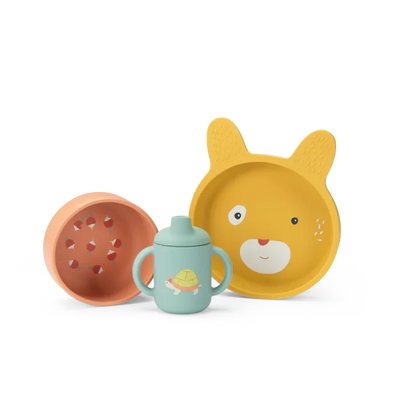Set vaisselle silicone Trois petits lapins - moulin roty 678231 3575676782316
