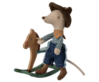 Souris cowboy sur son cheval à bascule petit frère- MAILEG 17-5103-00