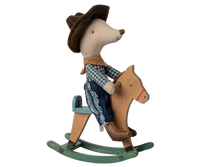 Souris cowboy sur son cheval à bascule petit frère- MAILEG 17-5103-00