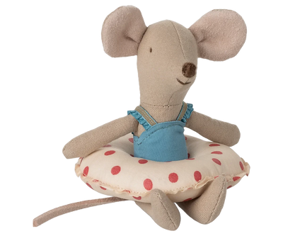 Souris de plage avec bouée à pois rouge petite soeur- MAILEG 17-5102-01