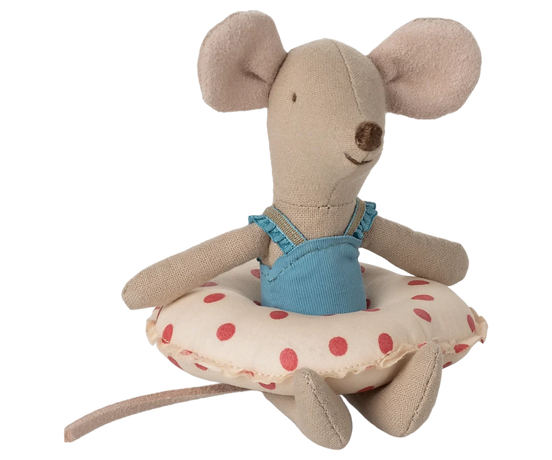 Souris de plage avec bouée à pois rouge petite soeur- MAILEG 17-5102-01 