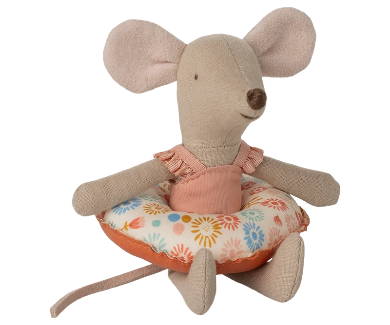 Souris de plage avec bouée fleurs petite soeur- MAILEG 17-5102-00 