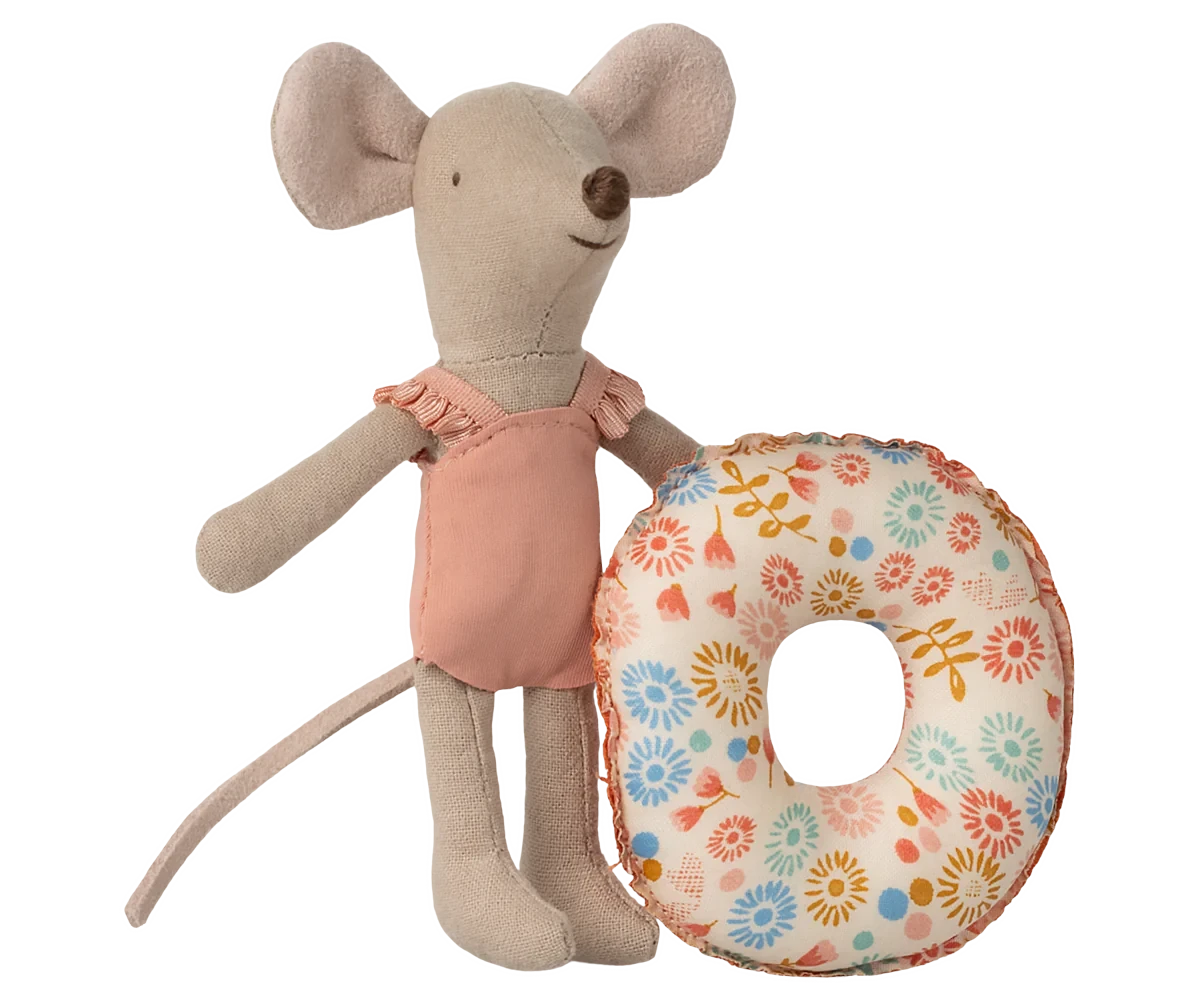 Souris de plage avec bouée fleurs petite soeur- MAILEG 17-5102-00 
