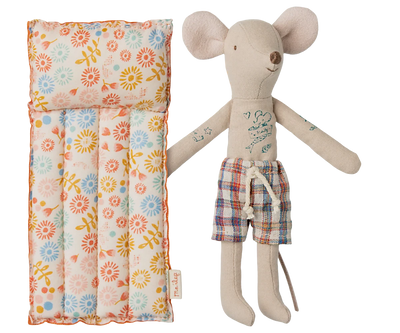 Souris de plage sur son matelas Papa Fleurs - MAILEG 17-5312-00 5707304144748
