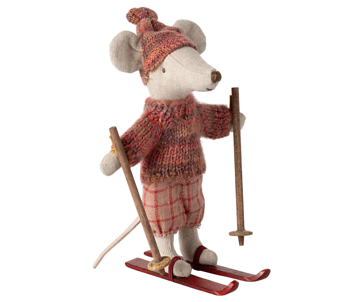 Souris sur ses skis grande soeur rose- MAILEG 17-4210-00 5707304140764