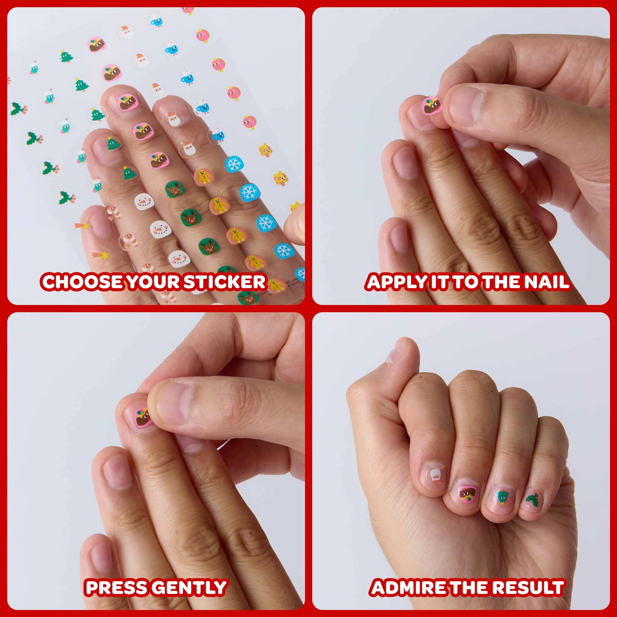 Stickers pour ongles Ho Ho Ho ! Noël d’Omy – mode d’emploi
