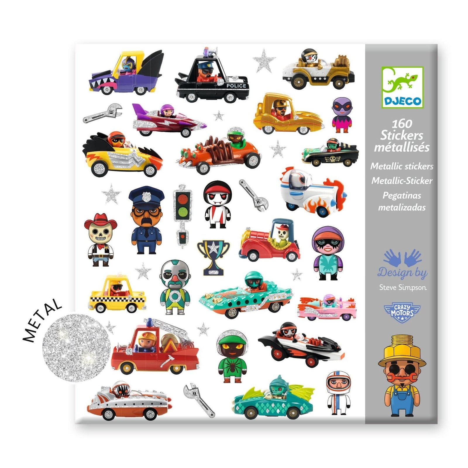 STICKERS TEXTURES le monde des crazy motors - DJECO 