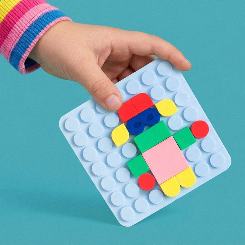 Jeu de mosaïques à clipser Silipop Pocket bleu clair – SuperPetit