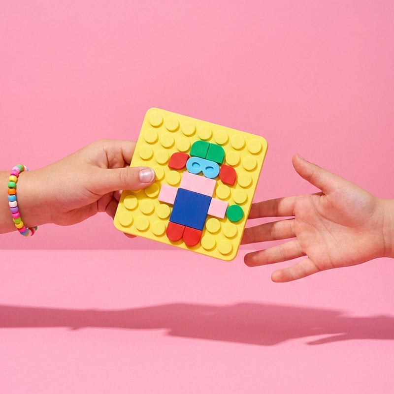 Jeu de mosaïques à clipser Silipop Pocket jaune – SuperPetit