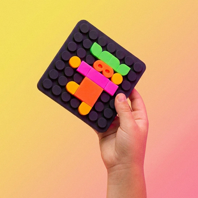 Jeu de mosaïques à clipser Silipop Pocket noir néon – SuperPetit