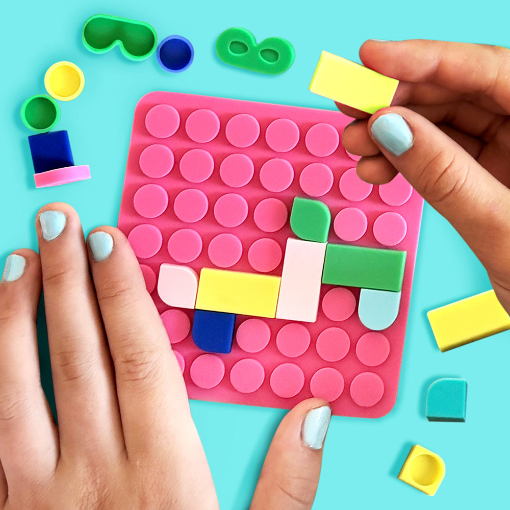 Jeu de mosaïques à clipser Silipop Pocket rose – SuperPetit
