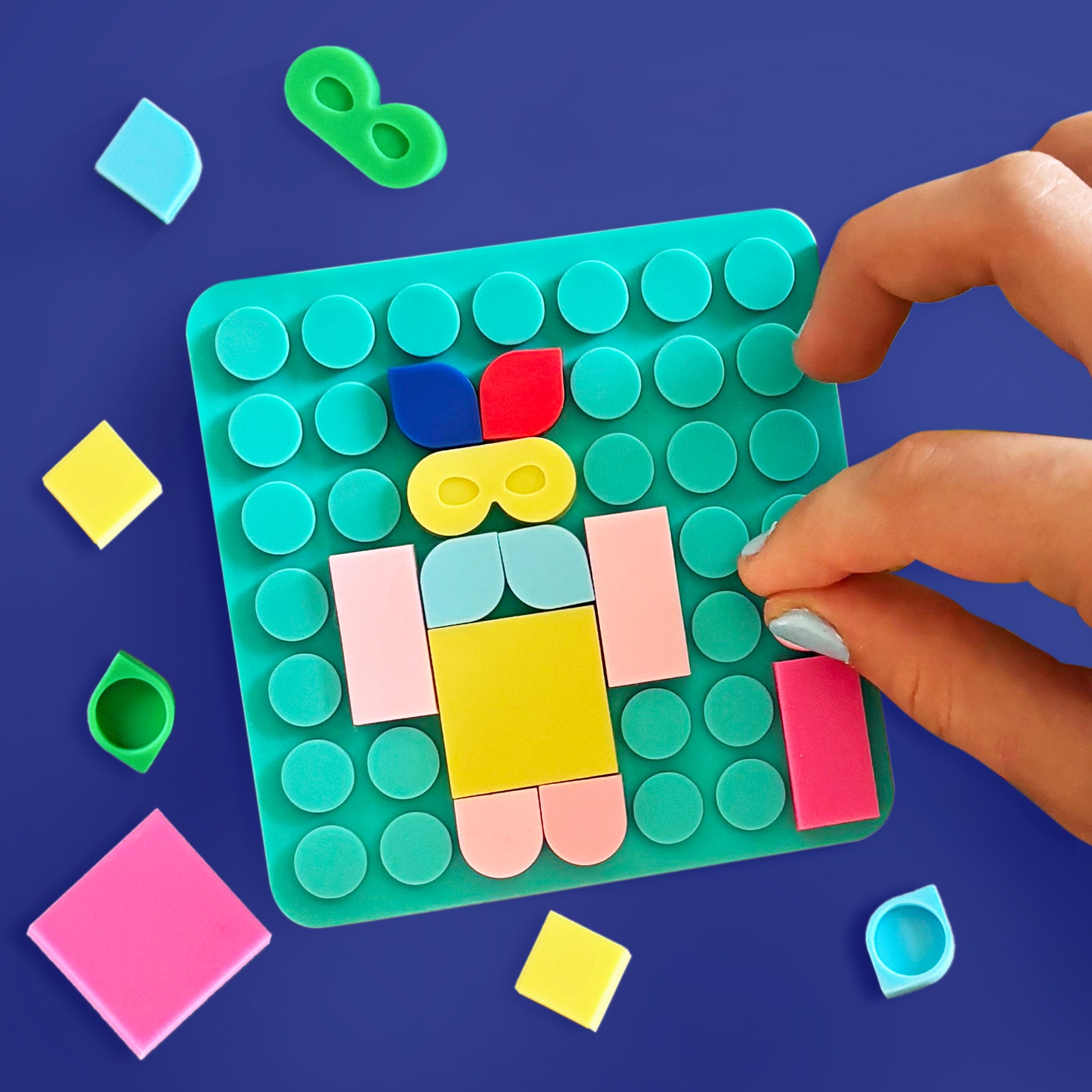 Jeu de mosaïques à clipser Silipop Pocket turquoise de SuperPetit