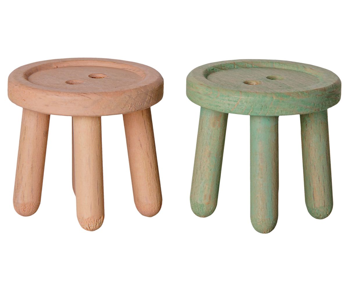 Tabourets miniatures Souris rose clair et menthe (lot de 2) – Maileg
