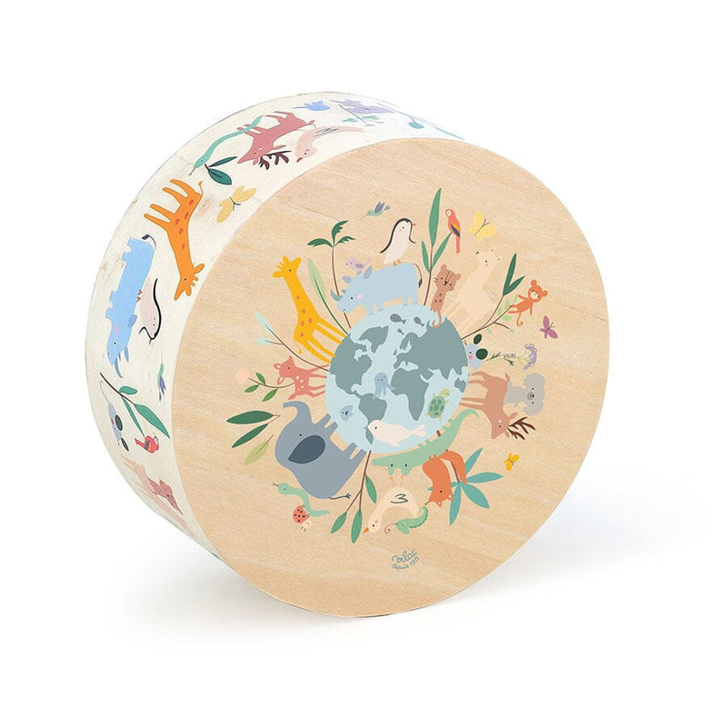Tambour Cajón en bois les animaux du monde Sarah Betz - VILAC 7113 3048700071132