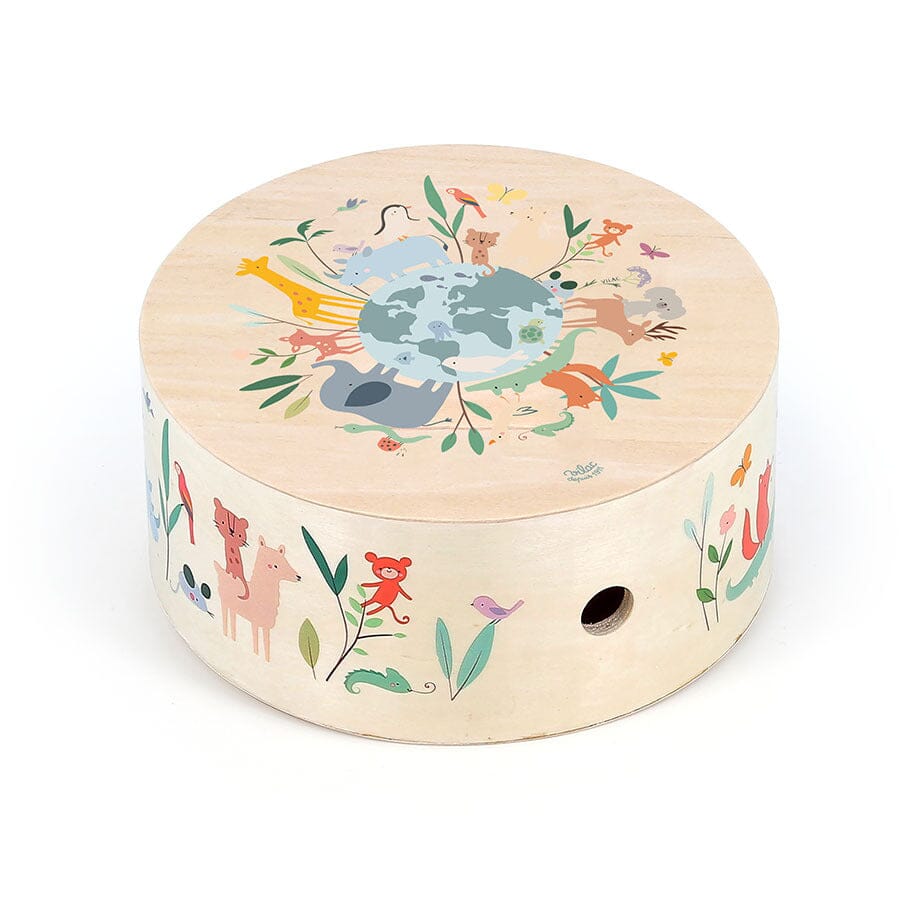 Tambour Cajón en bois les animaux du monde Sarah Betz - VILAC 7113 3048700071132