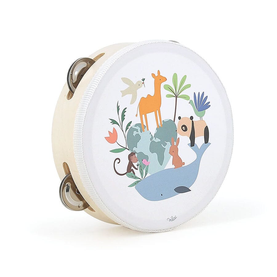 Tambourin en bois les animaux du monde Sarah Betz - VILAC 7112 3048700071125