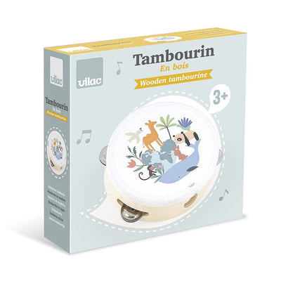Tambourin en bois les animaux du monde Sarah Betz - VILAC 7112 3048700071125