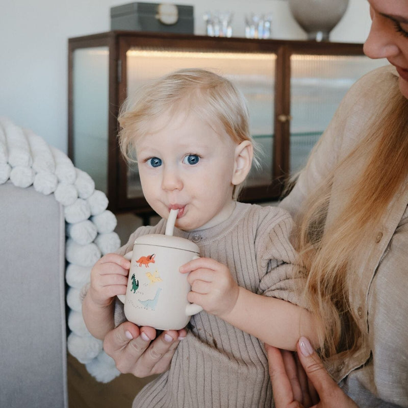 Tasse d'apprentissage avec paille dino - MUSHIE 70.051.64 0840355803488