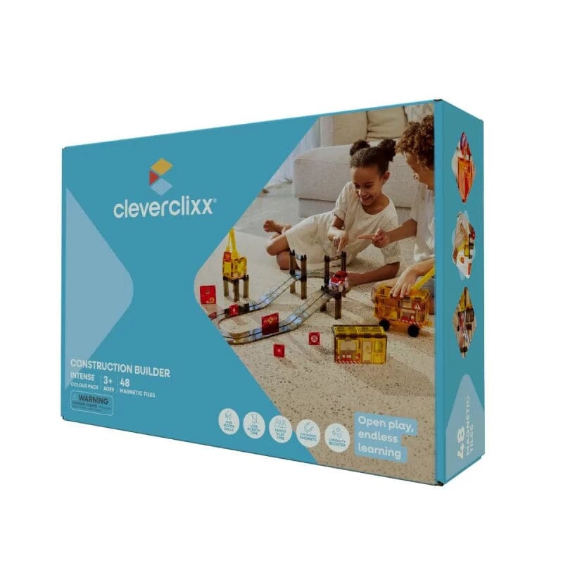 Tuiles magnétiques Construction Builder Pack Intense 48 pièces – Cleverclixx