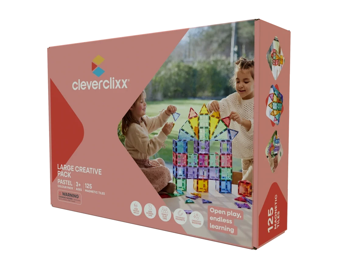Tuiles magnétiques Large Creative Pack Pastel 125 pièces – Cleverclixx