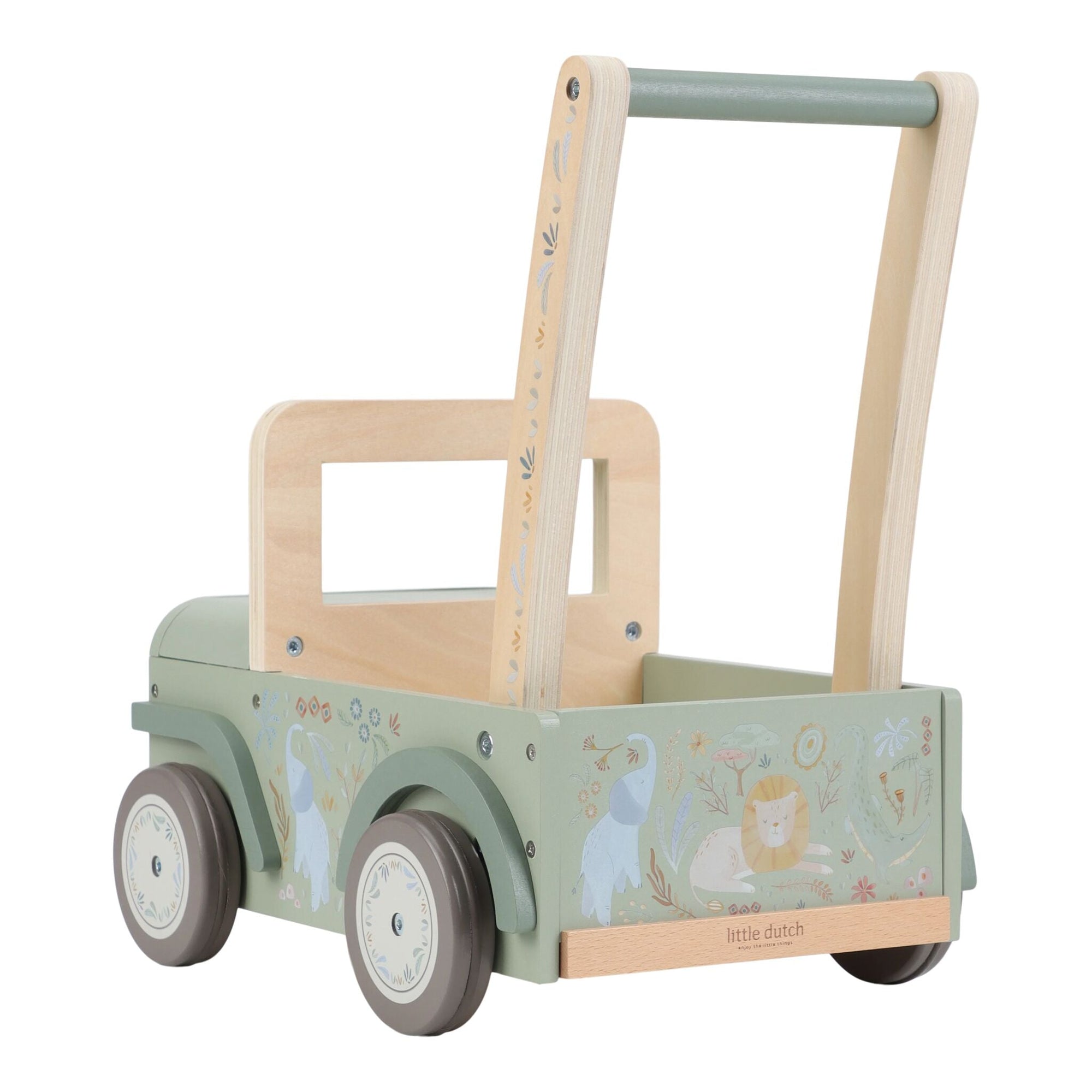 Voiture à pousser en bois Safari verte de Little Dutch – vue 2