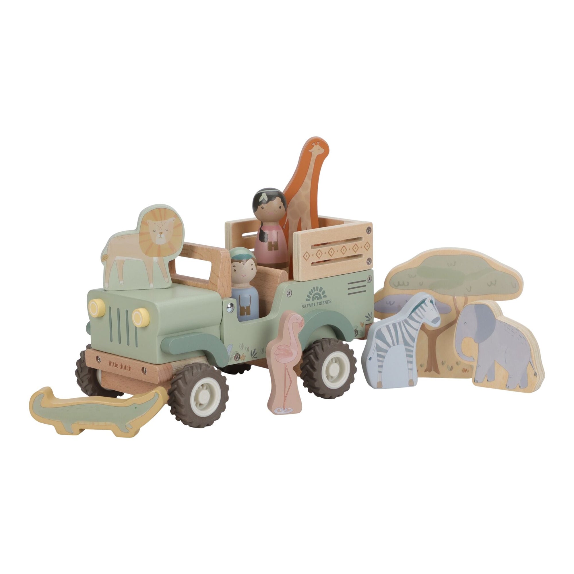 Voiture de safari en bois avec animaux de Little Dutch