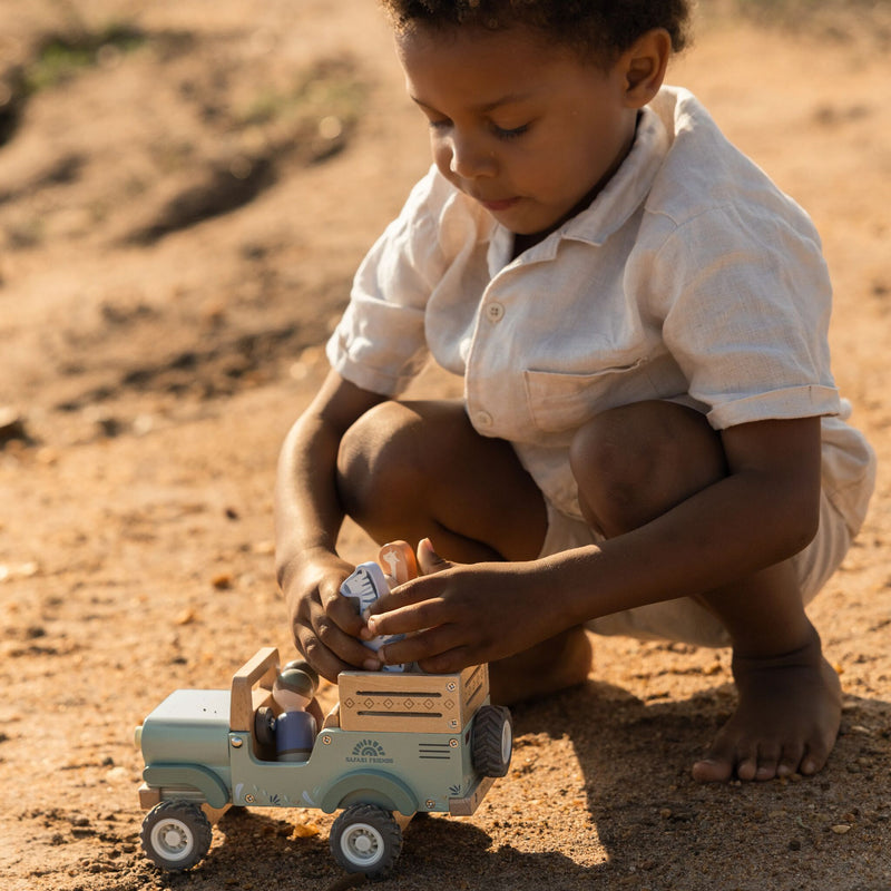 Voiture de safari en bois avec animaux – Little Dutch