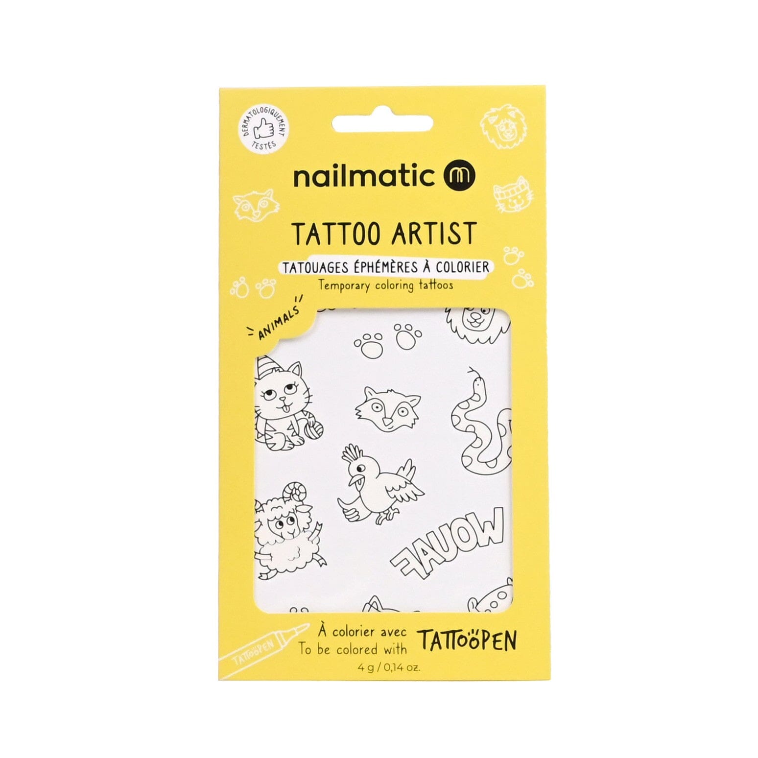 12 tatouages a colorier animaux - Nailmatic 150TANIMALS 3760229899379
