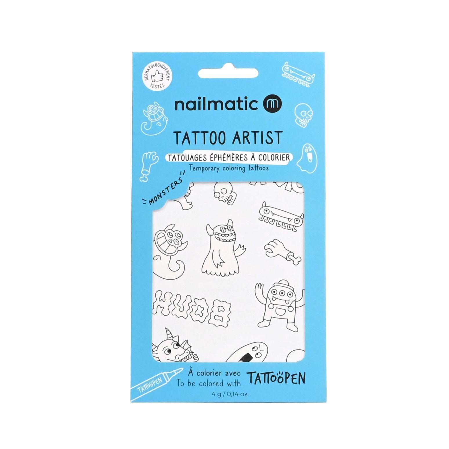 12 tatouages a colorier monsters - Nailmatic 150TMONSTERS 3760229899430