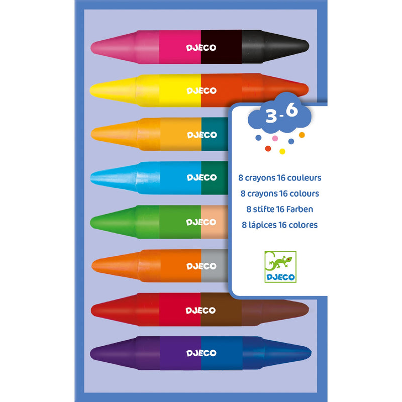 8 crayons de cires double côtés - Djeco DJ08874 3070900088740