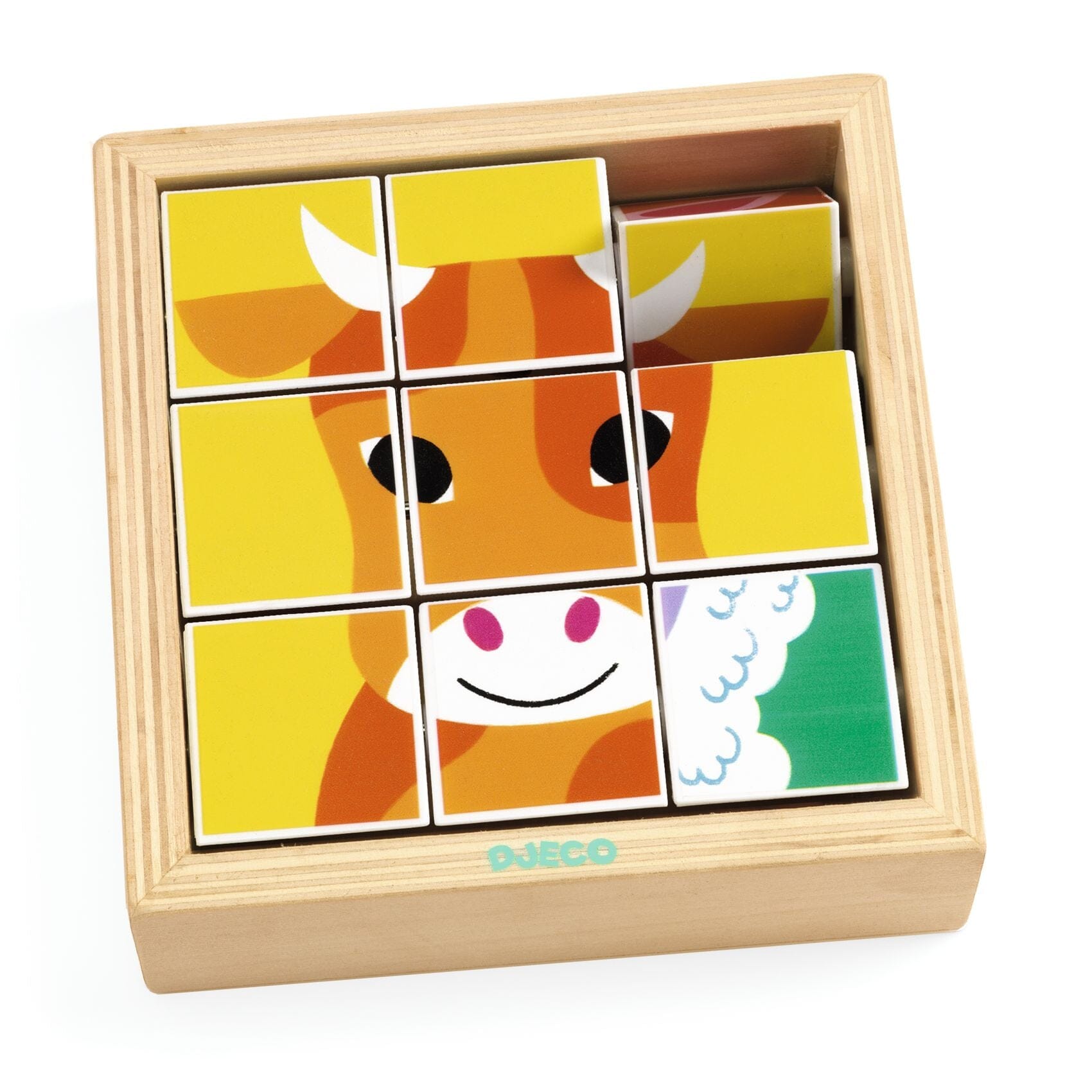 9 cubes puzzle en bois animoroll - DJECO dj01955 3070900019553