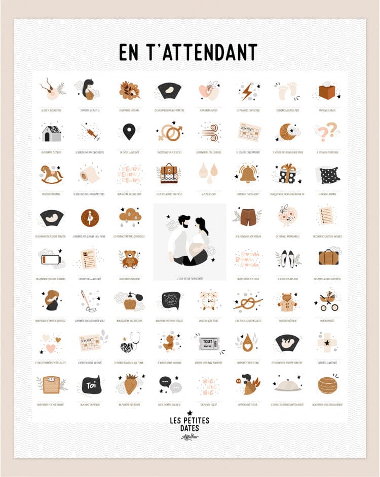 AFFICHE A TAMPONNER "EN T'ATTENDANT" CLAIRE - LES PETITES DATES eta-ori-clair-mp 3770025645155