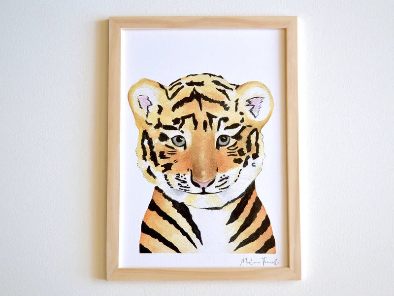 Aquarelle en cadre Charlie le tigre - Marlène Fancelli Art charlie 1234512358