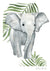 Aquarelle en cadre Elephant Louis feuilles - Merlene Fancelli Art Louis elephant feuilles 1234412353