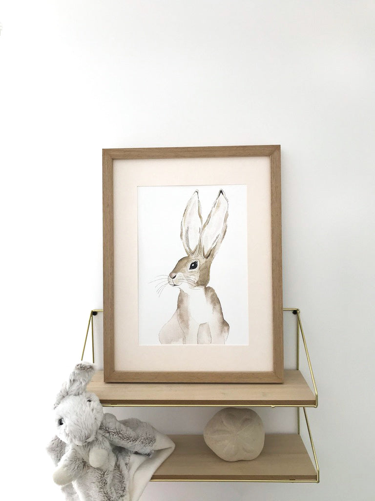 Aquarelle en cadre Pompette Lapin - Marlene Fancelli Art pomponette 1234512355