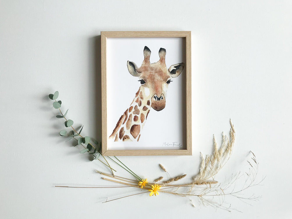 Aquarelle en cadre Seraphin Girafe a3 - Merlene Fancelli Art rex a3 1234512345565