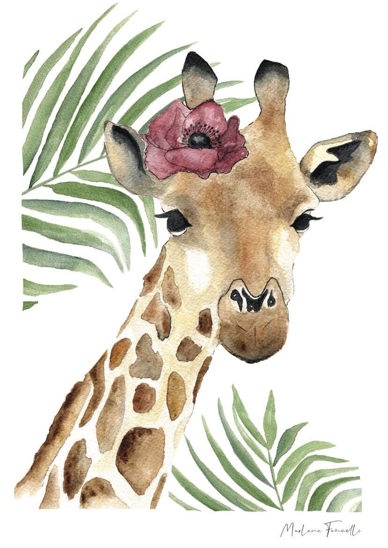 Aquarelle en cadre Seraphine fleur girafe feuilles - Marlene Fancelli Art Seraphine fleur girafe feuilles 1234412352