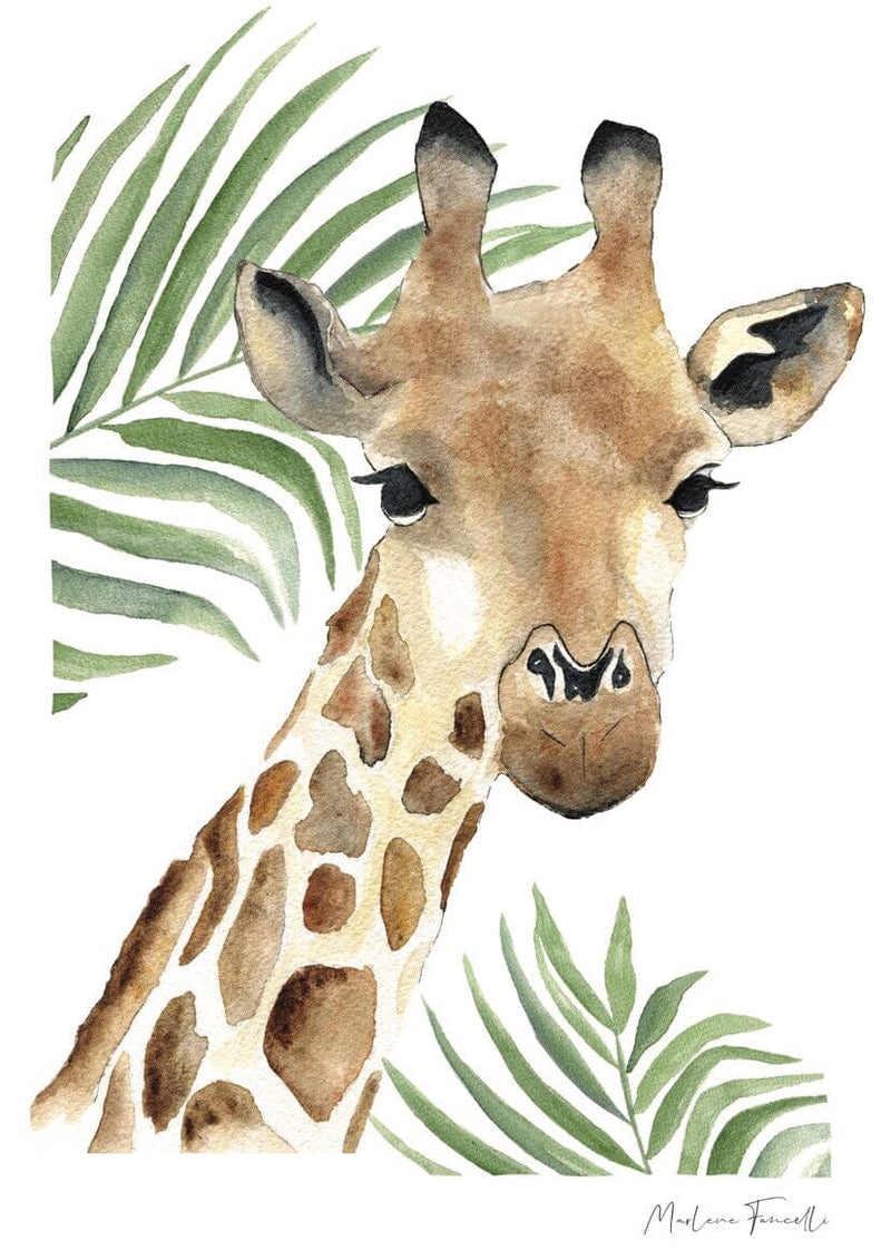 Aquarelle en cadre Seraphine girafe feuilles - Marlene Fancelli Art Seraphine girafe feuilles 1234412351