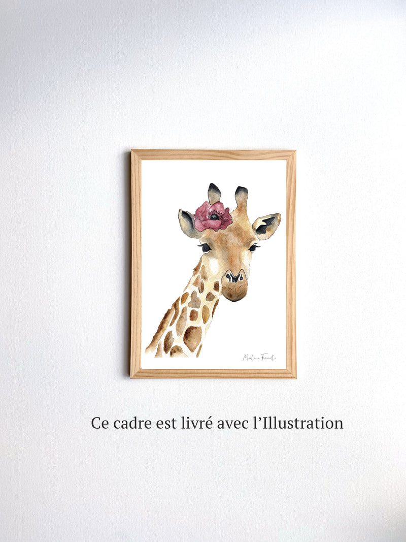 Aquarelle en cadre Seraphine girafe fleur a4 - Marlene Fancelli Art seraphine 1234512345