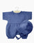 Babies – Barboteuse Noa en milleraie bleu foncé et son béguin - MINIKANE CB.10.300 3701548430959