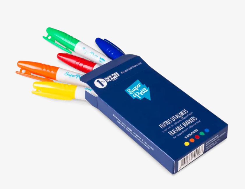 Boîte 5 feutres set de table silicone - SUPERPETIT 5 feutres 
