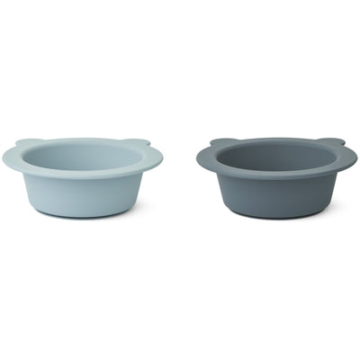 Bowl en Silicone avec ventouse Peony Sea blue / whale blue mix - LIEWOOD lw15103 3077 5715335047006