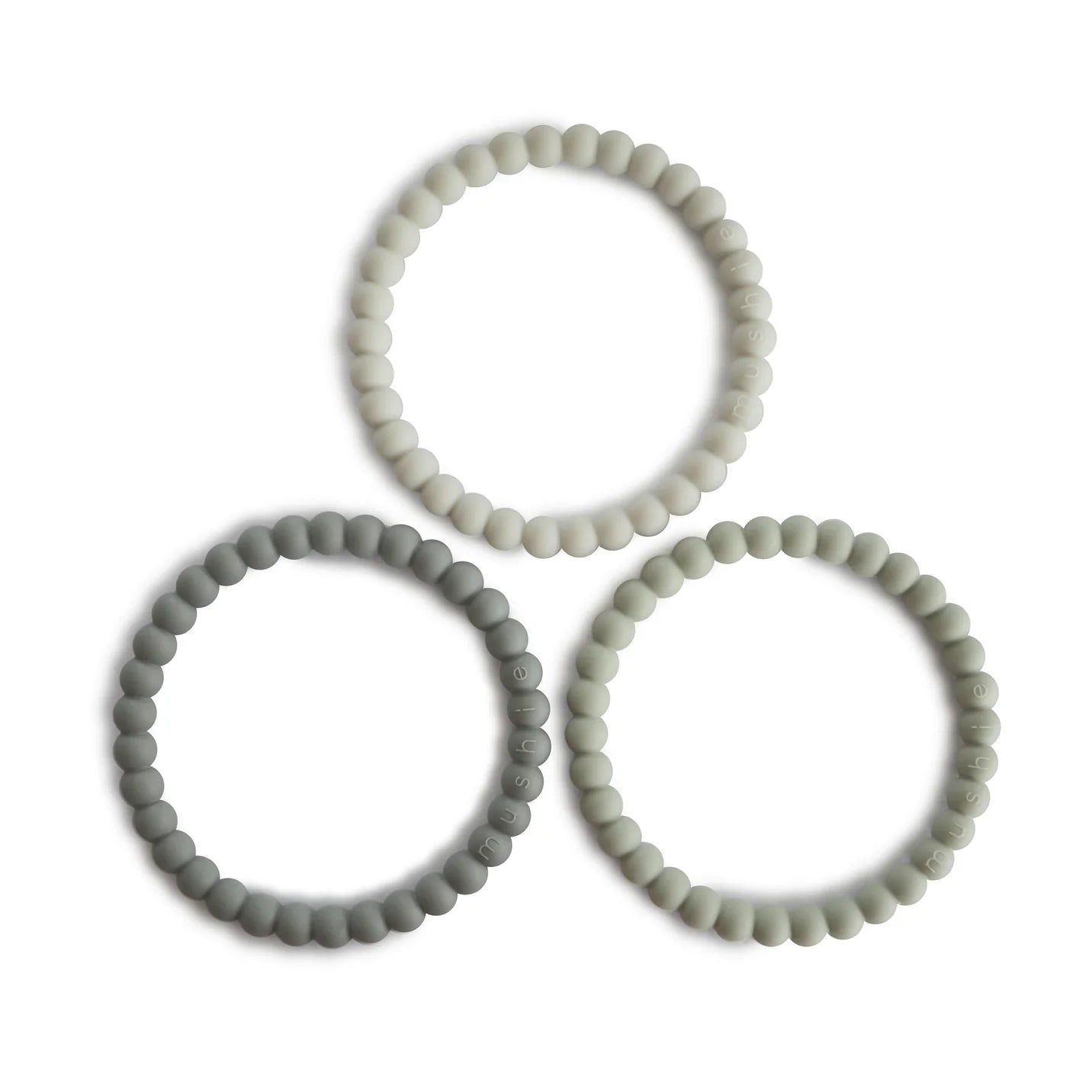 bracelet pearl en silicone Green Tea/Cool Gray/Sea Salt - mushie 70.013.22 810052462035
